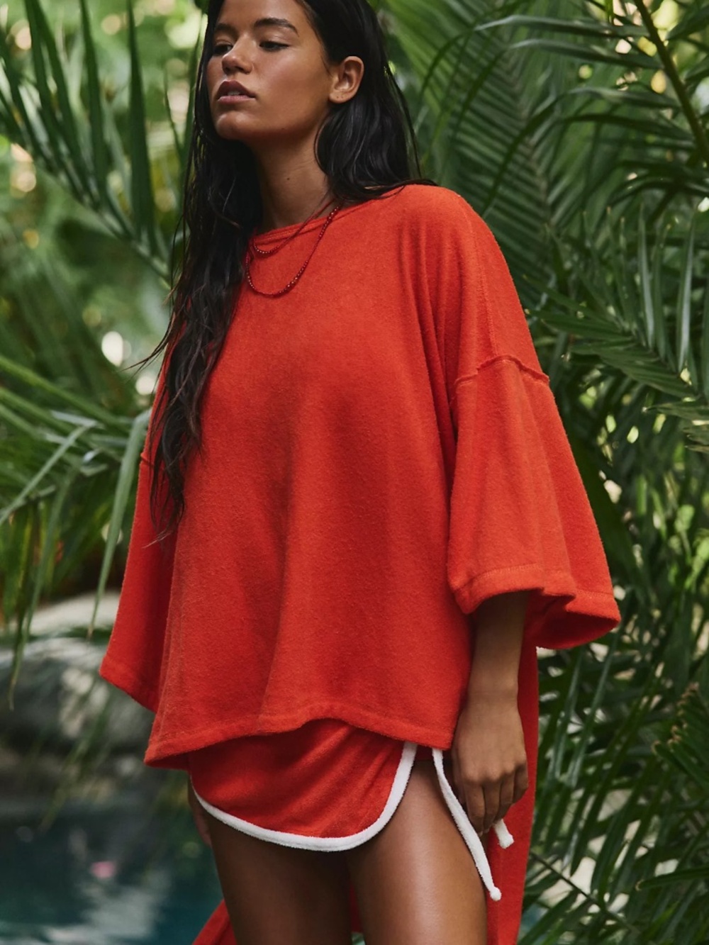 BNWT Free People Backseat Terry Pullover Cherry Swizzle